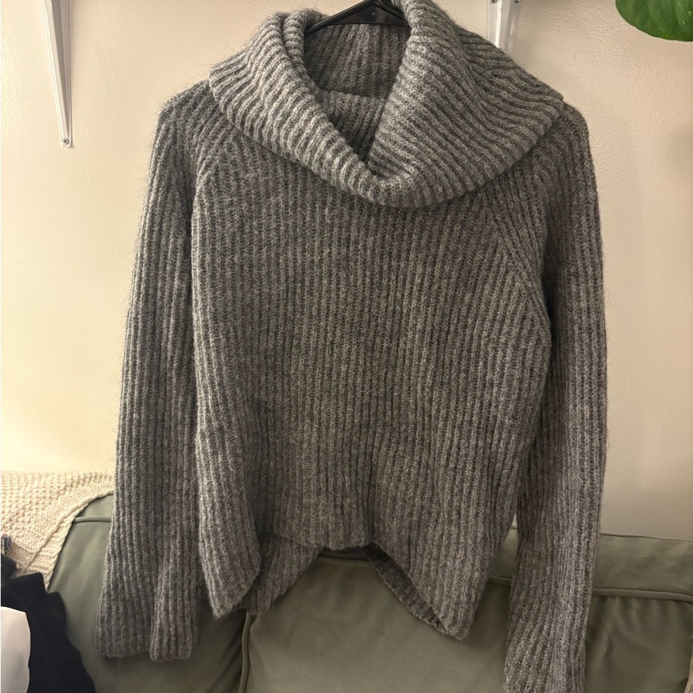 J. Crew Gray Chunky Knit Turtleneck Sweater